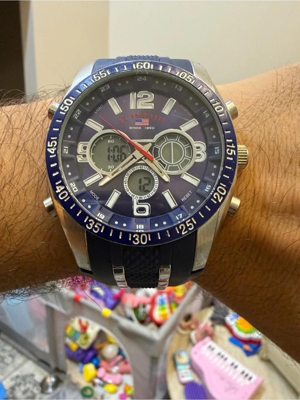 US Polo Assn Sport US9061 Mens Ana-Digi Blue Silicone